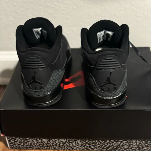 Black Cat Jordan Kids Sneakers in Black and Gray